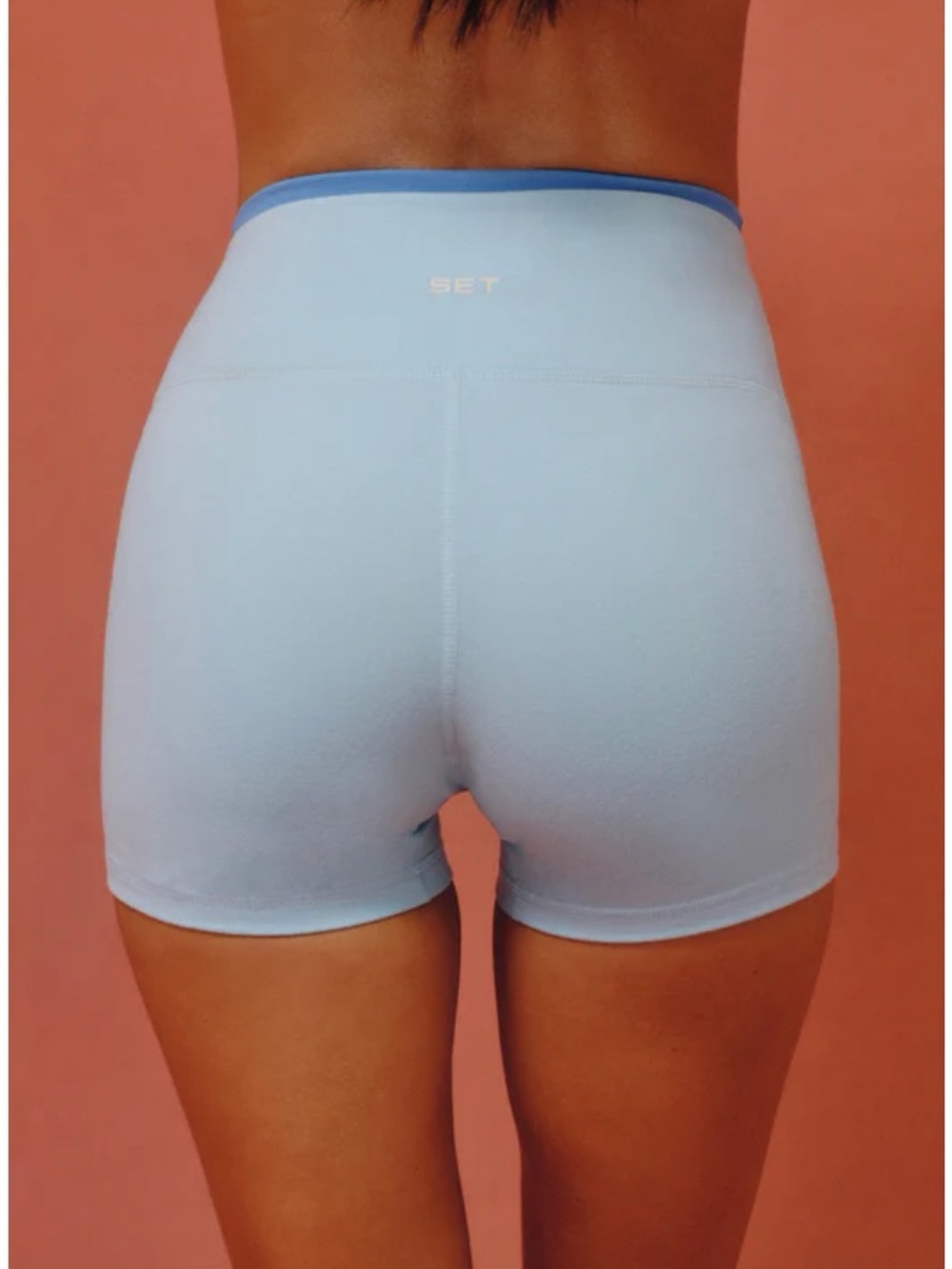 NWT SET Active Light Blue contrast Athletic High-Waist Bike Shorts